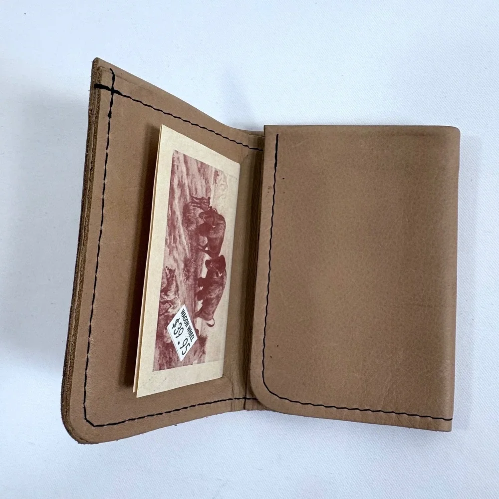 TLS Wallets Trifold Wallet Saddle Tan Buffalo Leather Handcrafted New wih Box‎